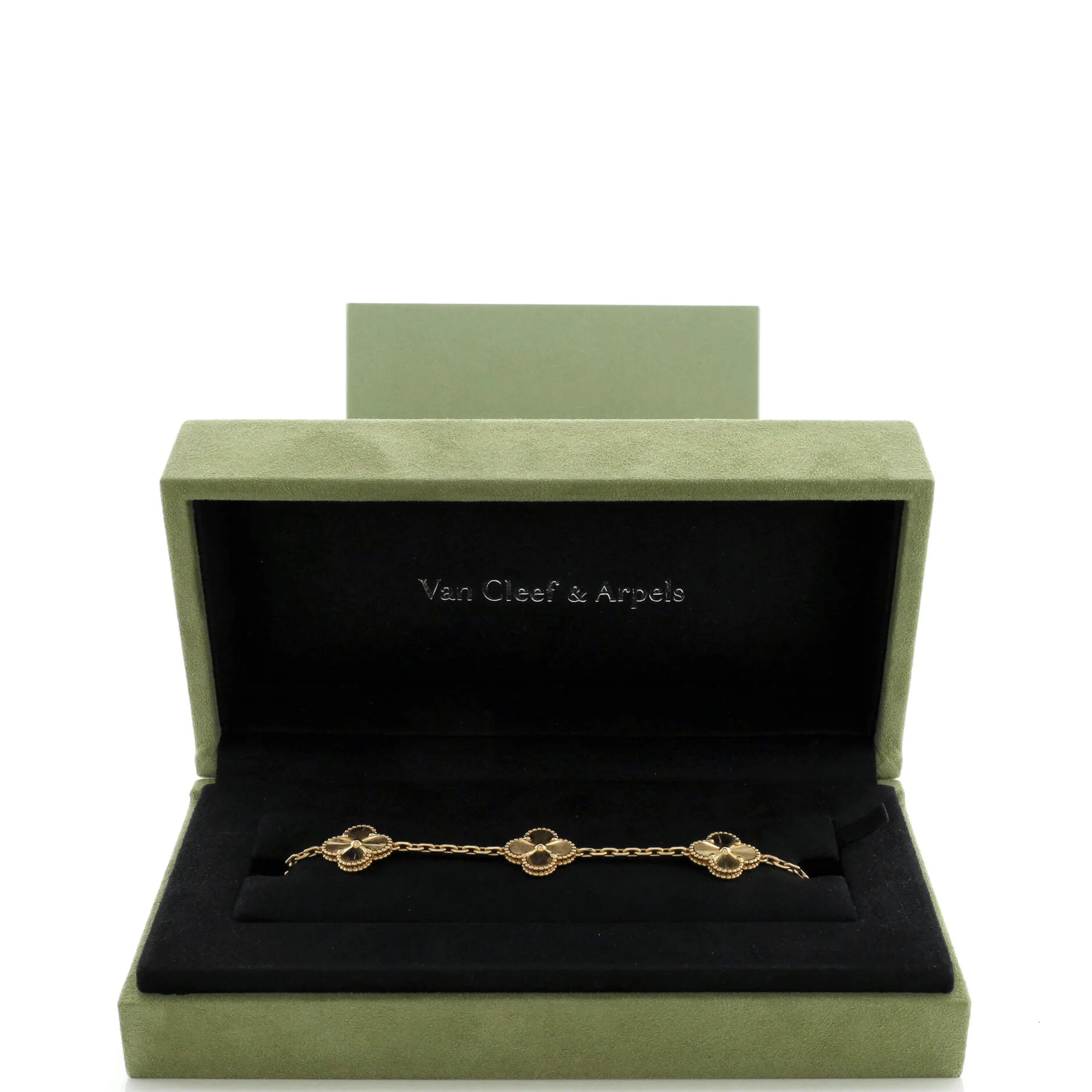 Vintage Alhambra 5 Motifs Bracelet Guilloche 18K Yellow Gold
