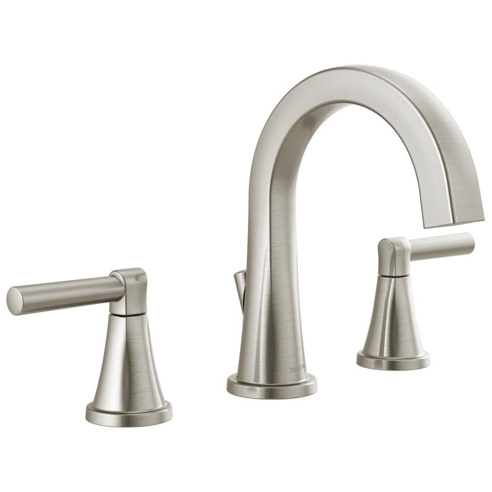 Delta Becker 35891LF-SP SpotShield Brushed Nickel 2-Handle Widespread WaterSense Bathroom Sink Faucet with Drain