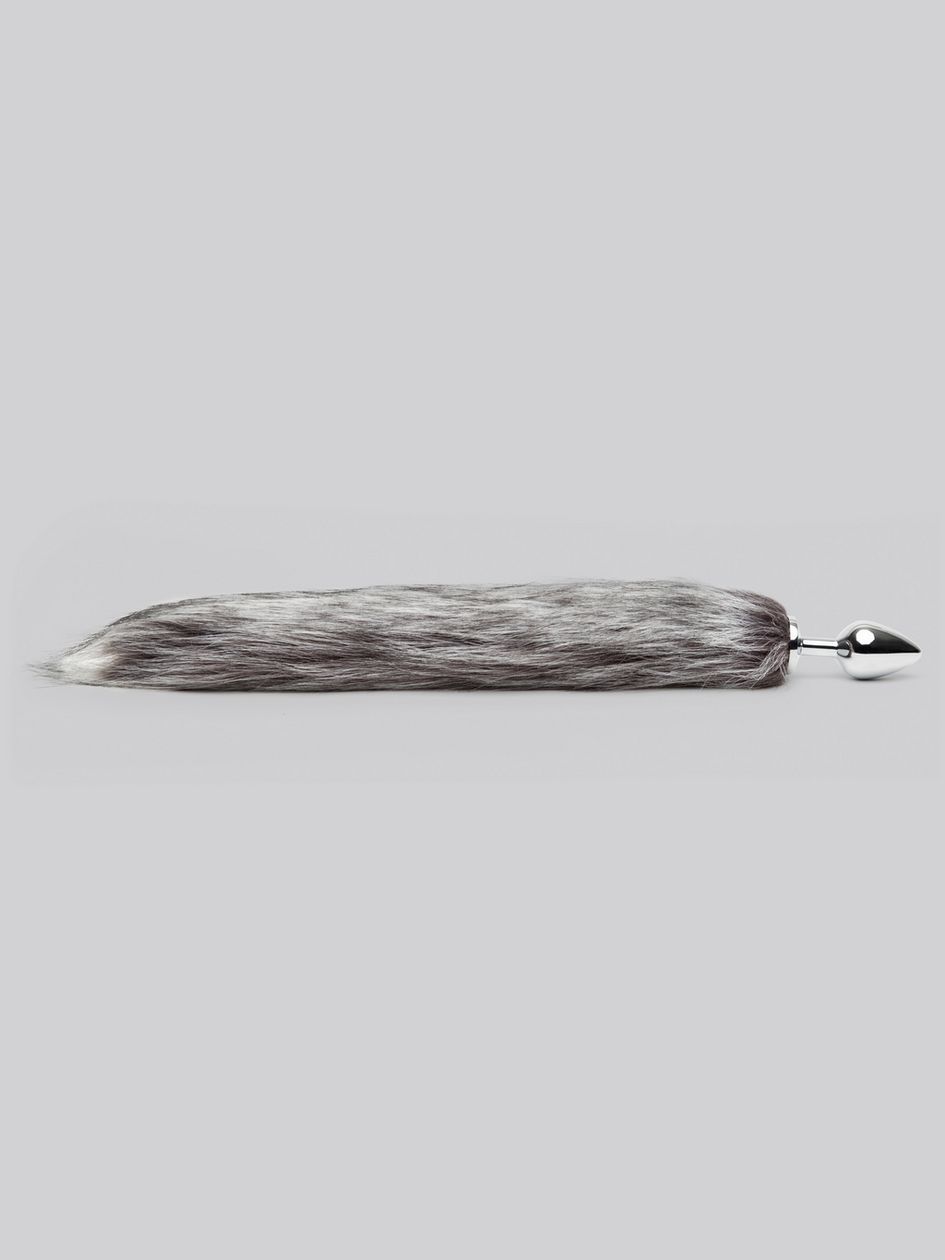 DOMINIX Deluxe Stainless Steel Medium Faux Silver Fox Tail Butt Plug