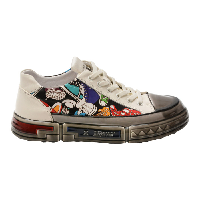 Pantofi sport GRYXX albi, 8501, din piele naturala