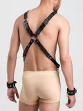 DOMINIX Deluxe Leather and Chain Harness with Cock Ring and Cuffs