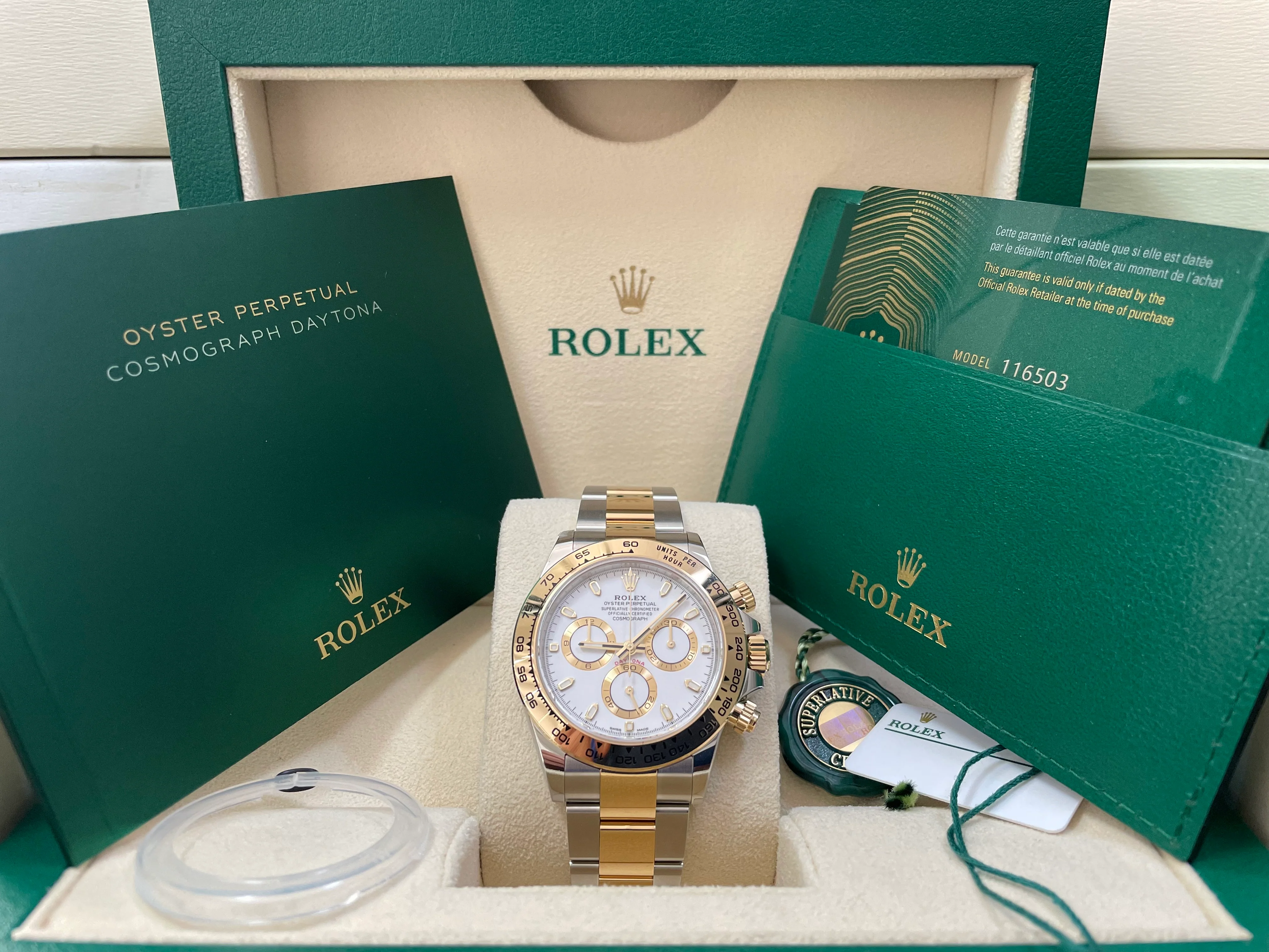 Rolex Yellow Rolesor Cosmograph Daytona - 2023 - White Index Dial - 116503