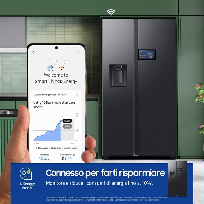 SAMSUNG - Frigorifero side by side RS90F64EDFEF 614L ClasseD-Antracite
