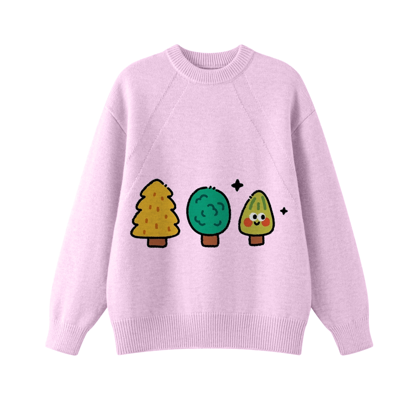 This adorable knit sweater features a three-tree pattern and is a crew neck pullover. Its design also makes it an ideal choice for winter wear.