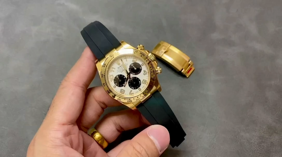 Rolex Daytona 116528 White Arabic Dial Yellow Gold 40mm Mens Replica Watch