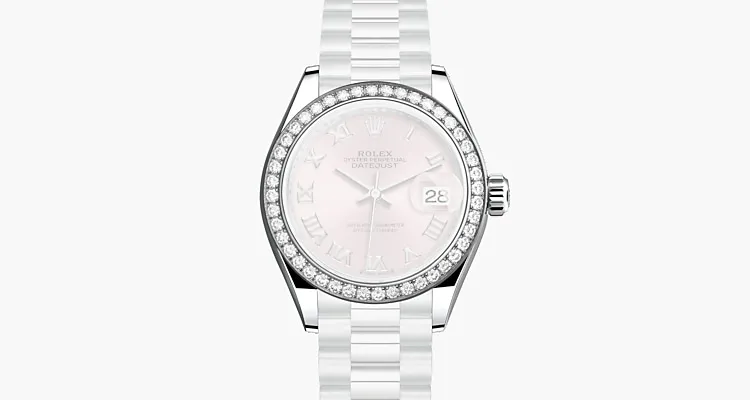 Classic watches LADY-DATEJUST Oyster, 28 mm, white gold and diamonds