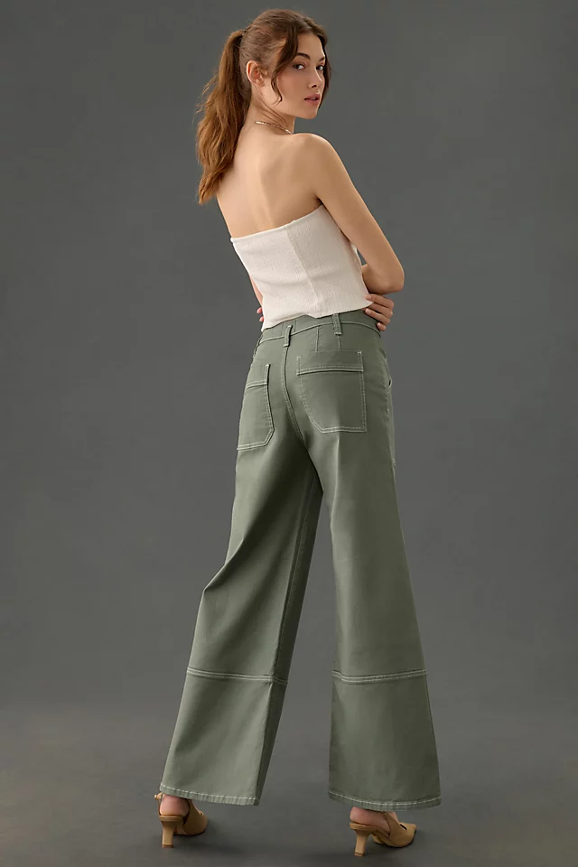 Stitched High-Rise Wide-Leg Jeans MOSS