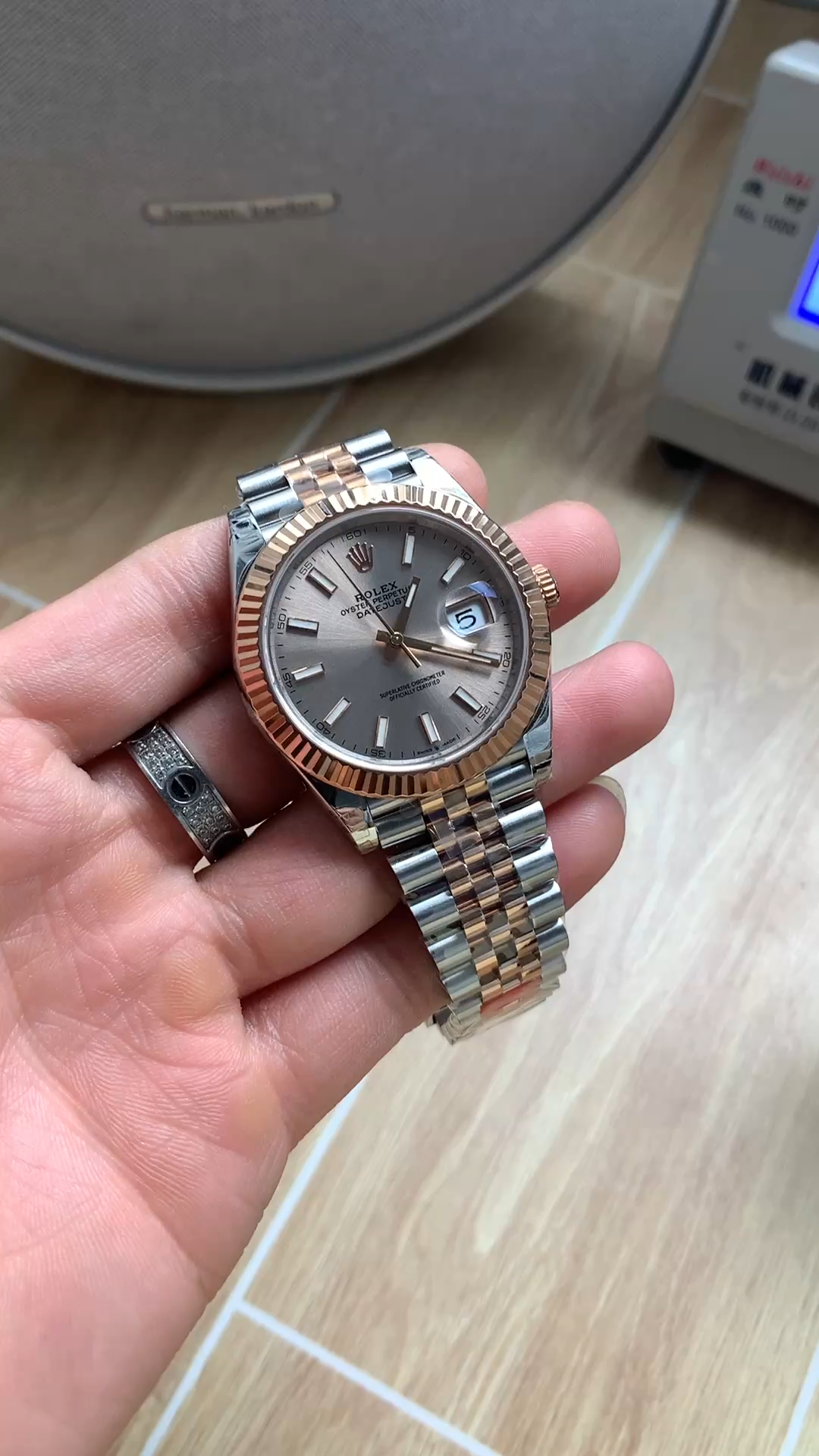Rolex Datejust 41mm Two Tone Rose Gold Jubilee Band Sundust Index Dial 126331 0010