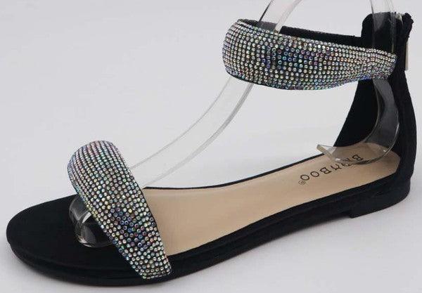 Glittery Sequined Low Heel Dressy Sandal