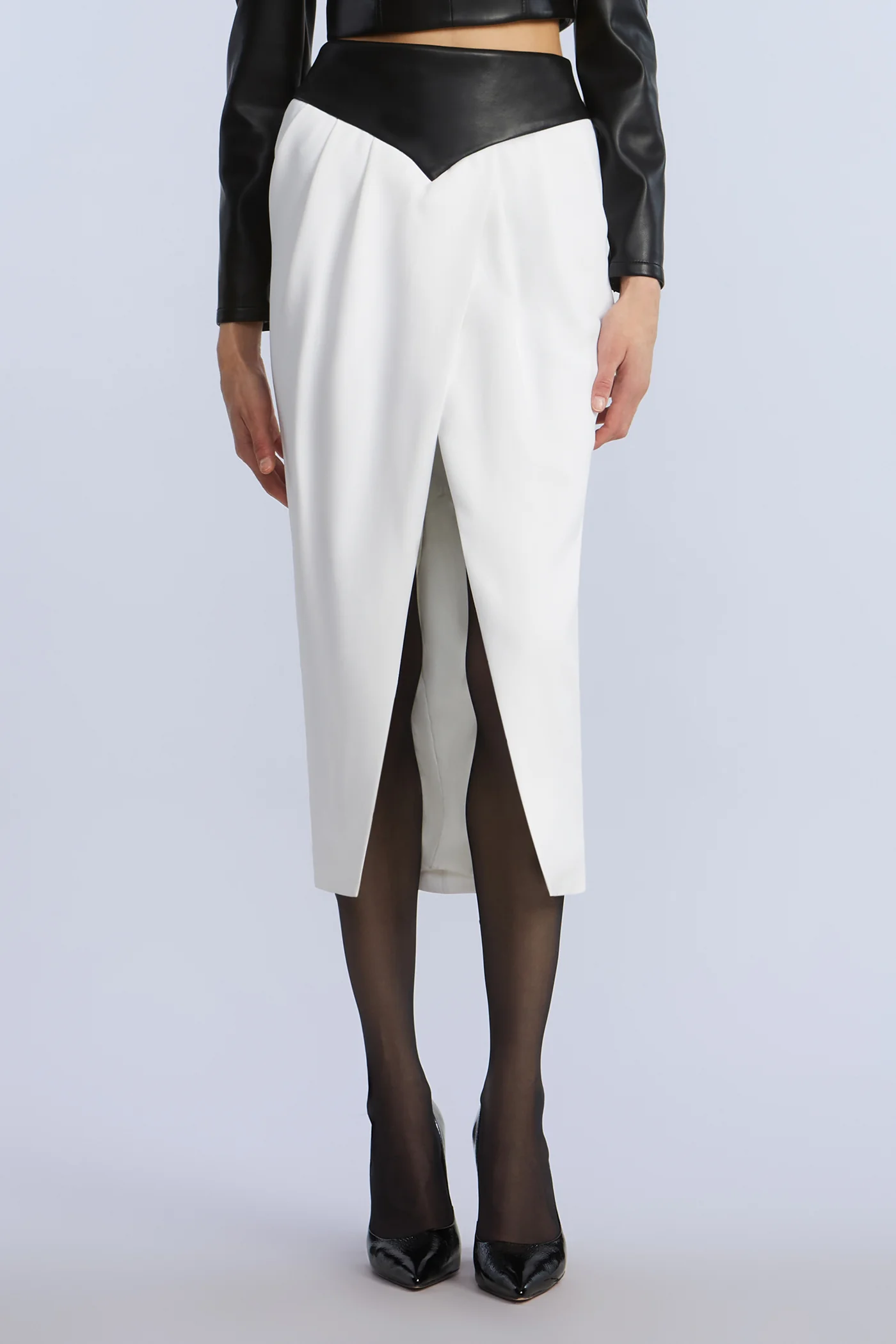 Leather Crepe Skirt