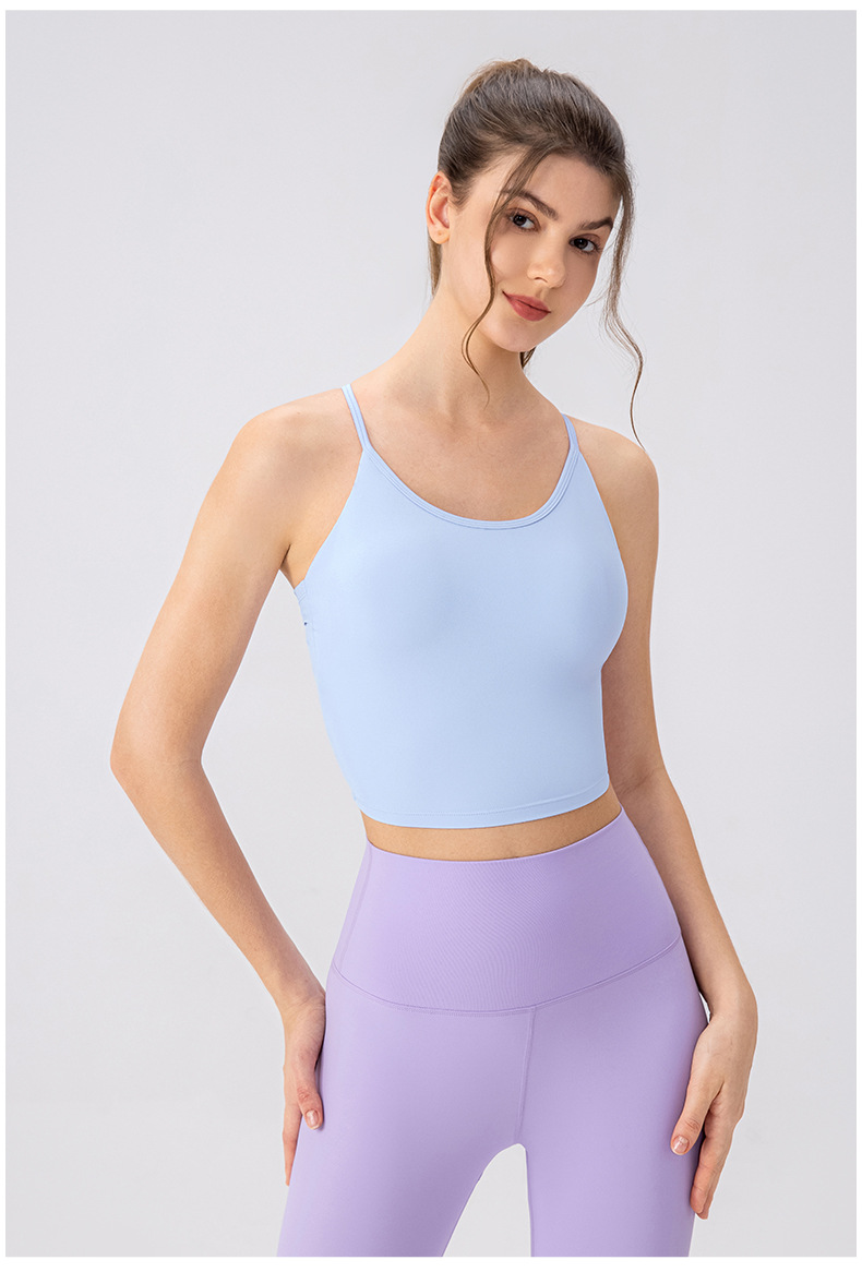 Women's Summer Yoga Bra Backless Tank Top with Padded Bra, Shock-absorbing and Breathable Dance Fitness Vest Yoga Clothes