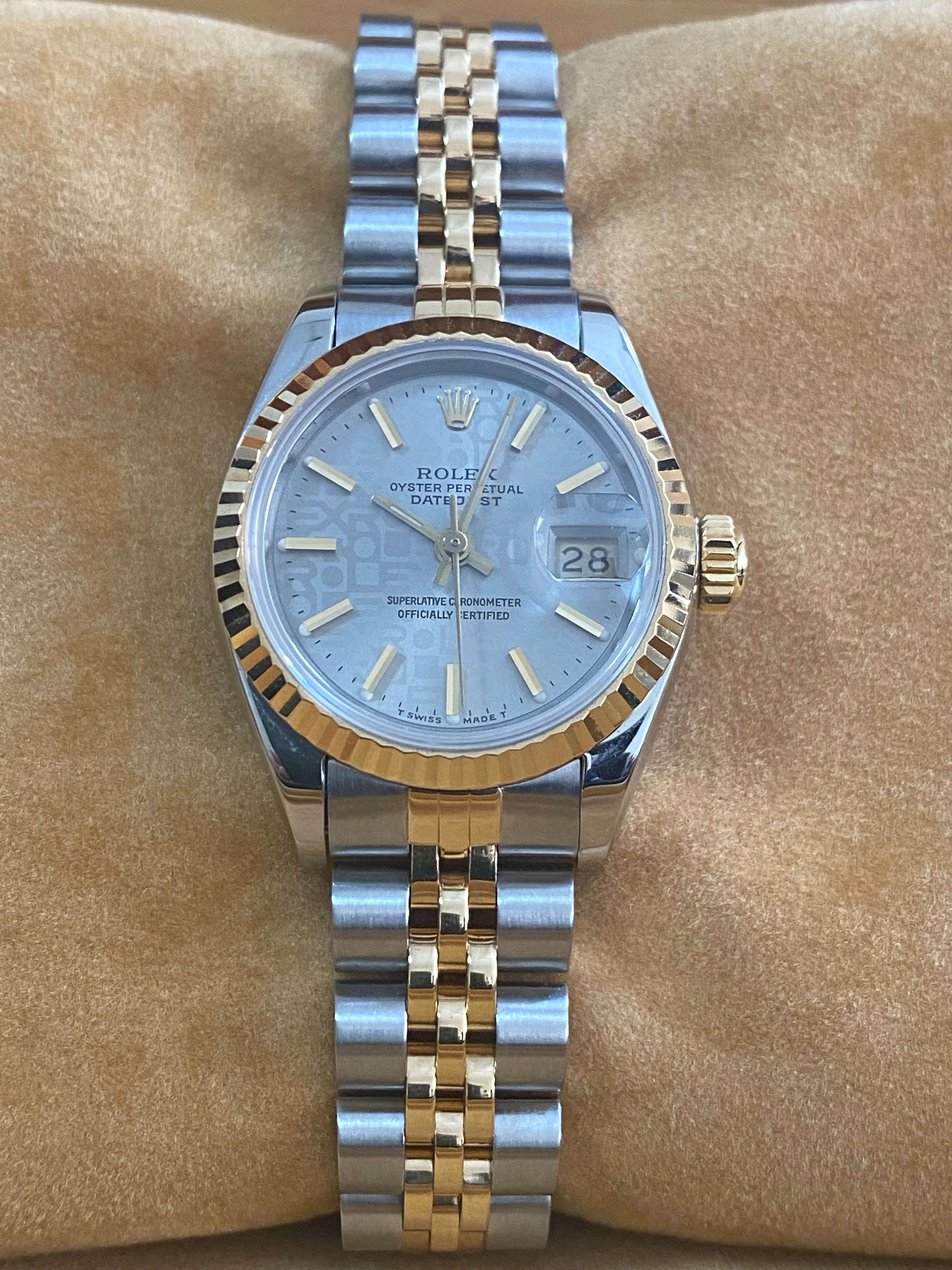 Rolex Steel and Yellow Gold Lady-Datejust - L serial - Fluted Bezel - Grey Index Dial - Jubilee Bracelet - 69173