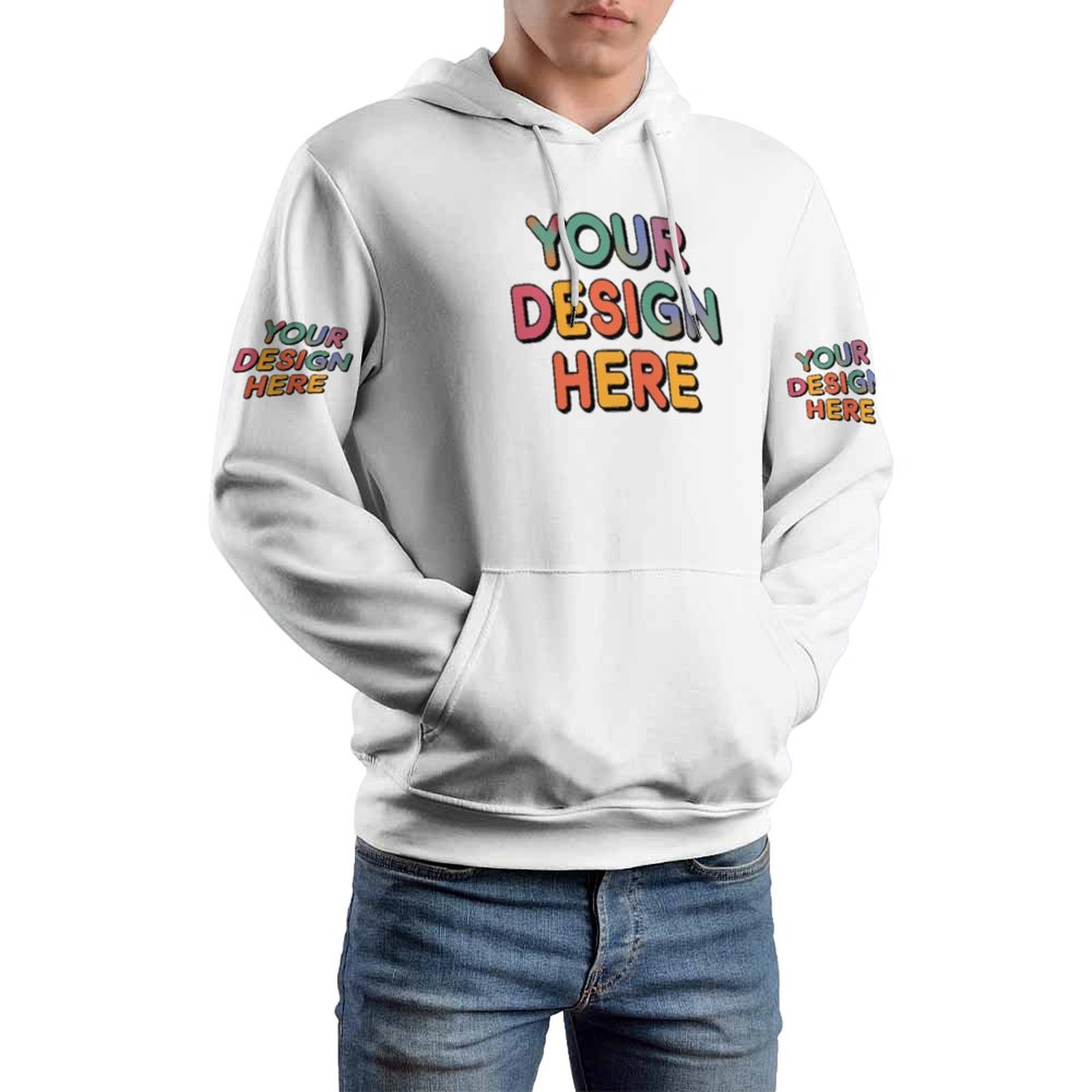 Customized Men’s Loose Double Hat All-Over Print Sweater