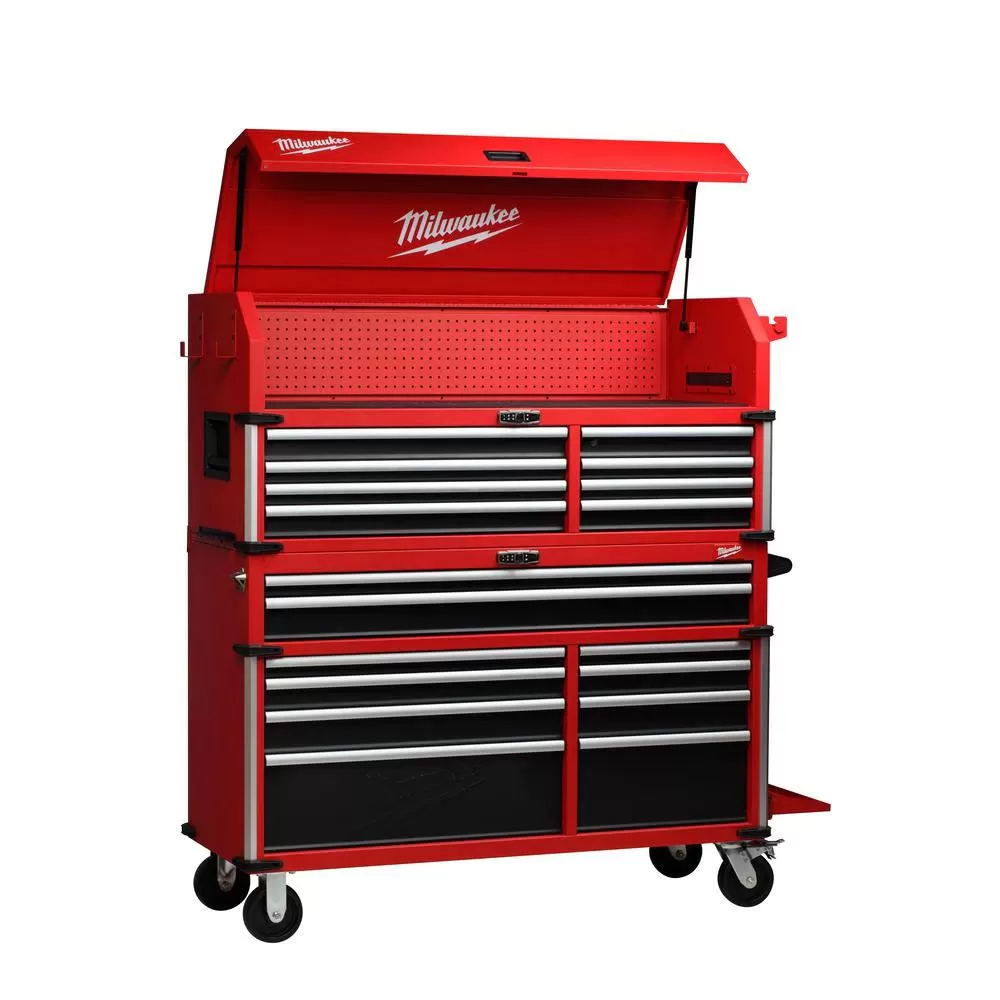Milwaukee High Capacity 56 in. Tool Chest and Roller Cabinets Combo +18V Cordless Lithium-Ion 4 Tool Combo Kit
