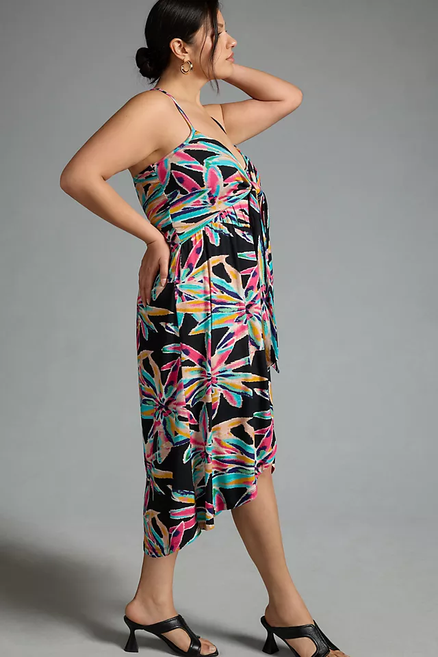 Twist-Front Cover-Up Dress BLACK MOTIF