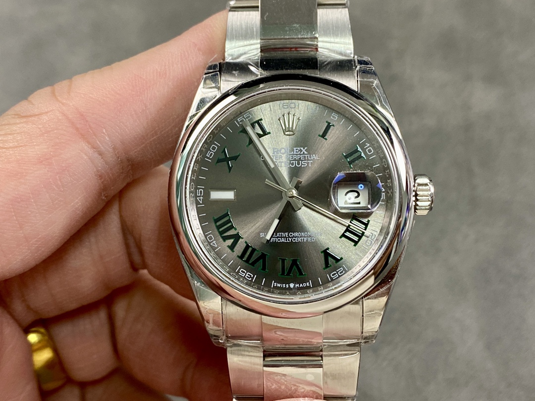 Rolex Datejust 126200 Stainless Steel Grey Wimbledon dial 36MM Unisex Replica Watch