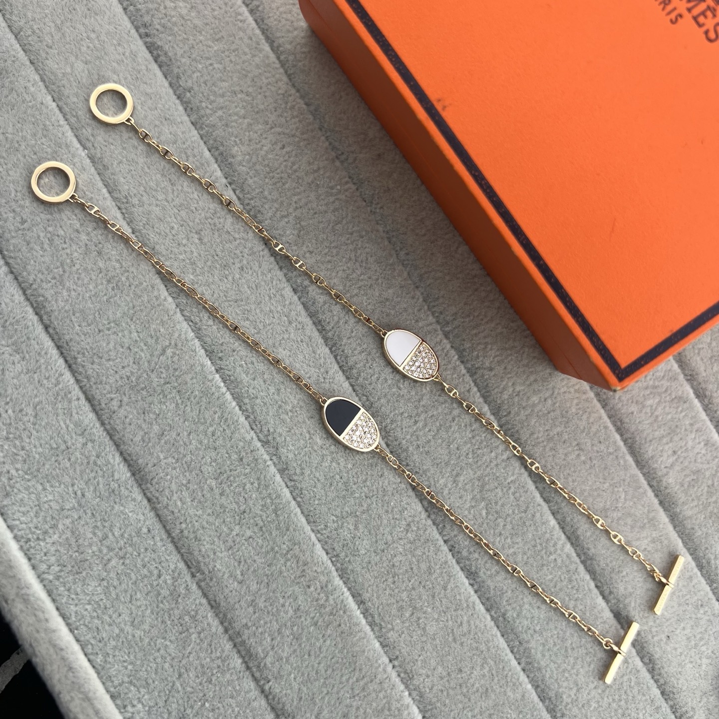 Double-sided agate and diamond bracelet - Artisantouchss