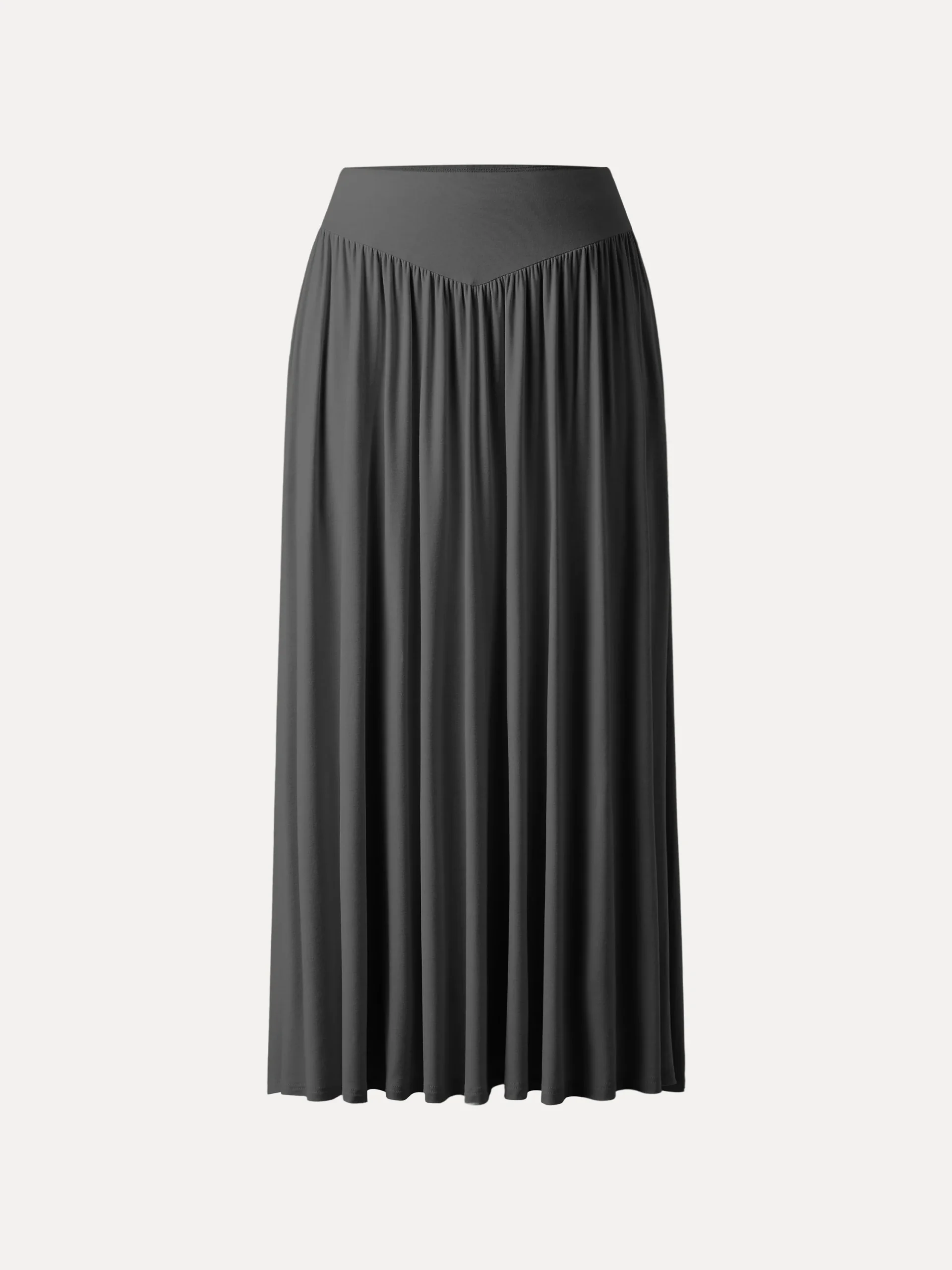 Ultrasoft V-shape Waist Gathred Maxi Circle Skirt with Pockets