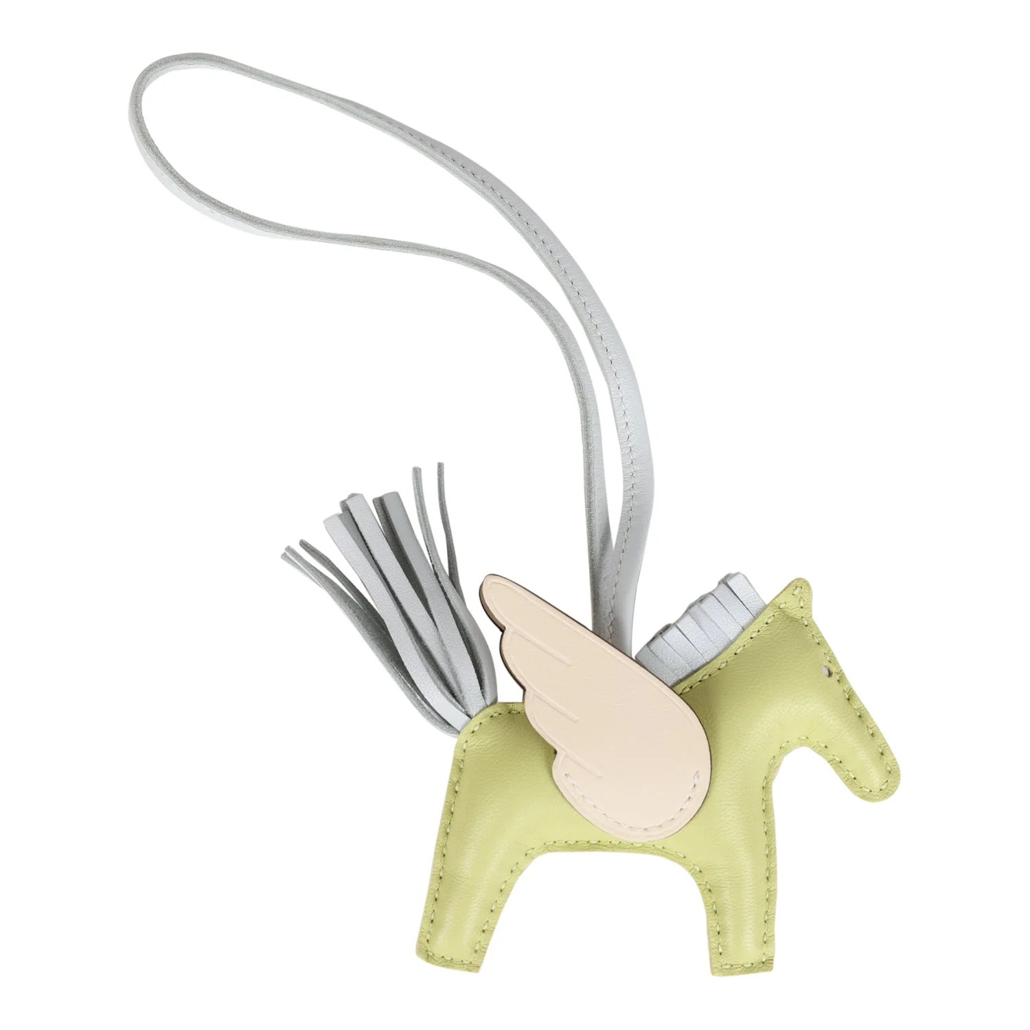 Hermes Jaune Bourgeon, Bleu Brume, Nata Pegasus Horse Rodeo Bag Charm PM Milo Lambskin