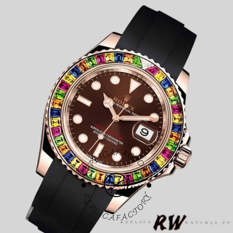 Rolex Yacht-Master 116695 Black Rubber Strap Brown Dial 40MM Mens Replica Watch