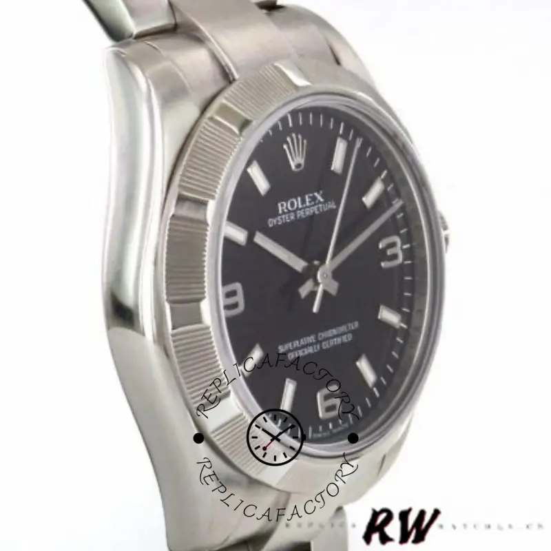 Rolex Oyster Perpetual 177210 Black Dial Stainless Steel 31mm Lady Replica Watch