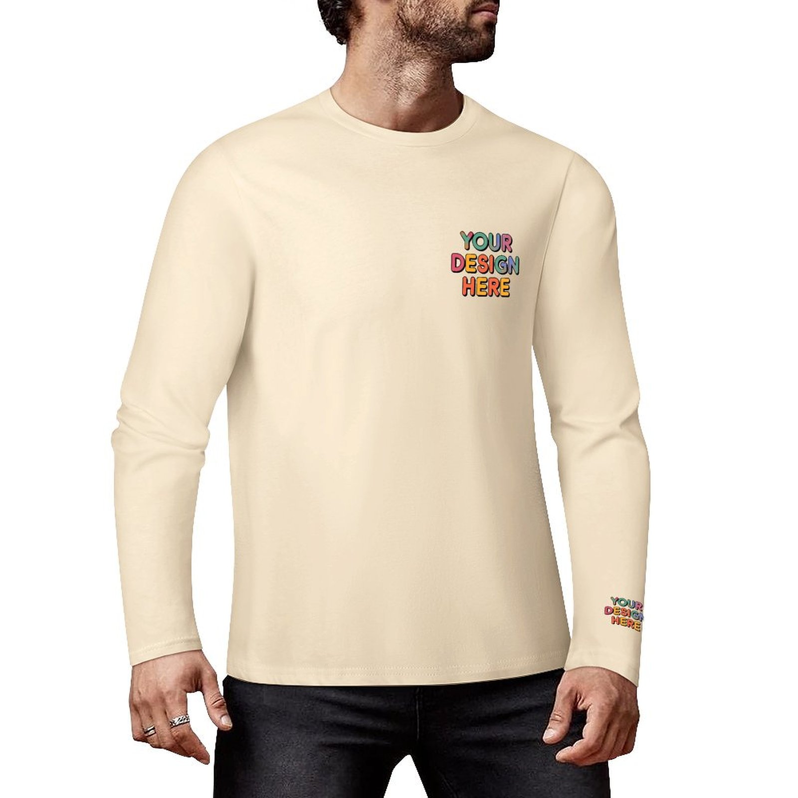 Custom Men’s Premium 160g Pure Cotton Long Sleeved T-Shirt