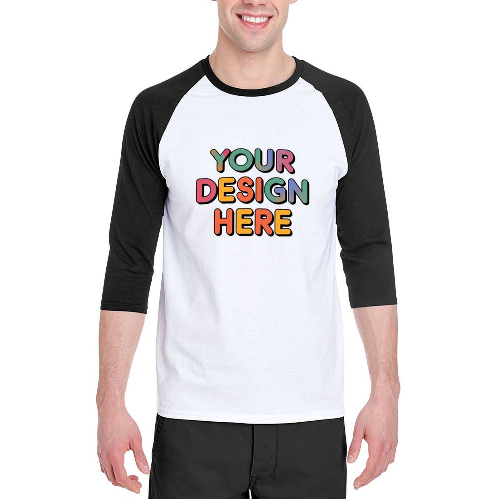 Customized Men’s Three Quarter Sleeve T-Shirt in 100% Pure Cotton