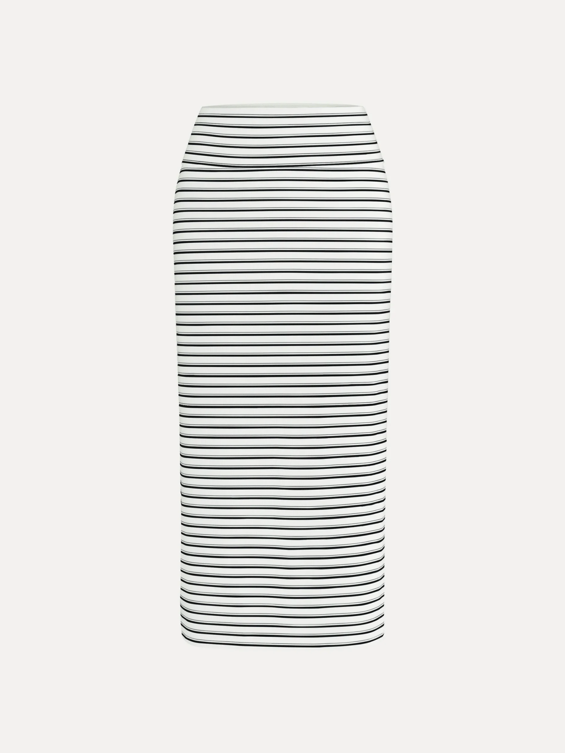 Low Rise Folded Waist Striped Midi Skirt