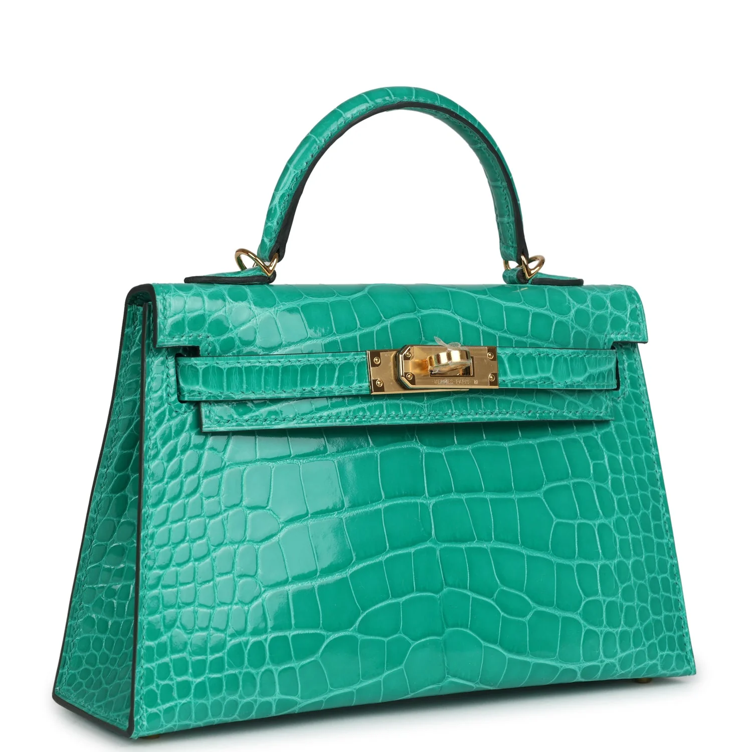 Hermes Kelly Sellier 20 Vert Jade Shiny Alligator Gold Hardware