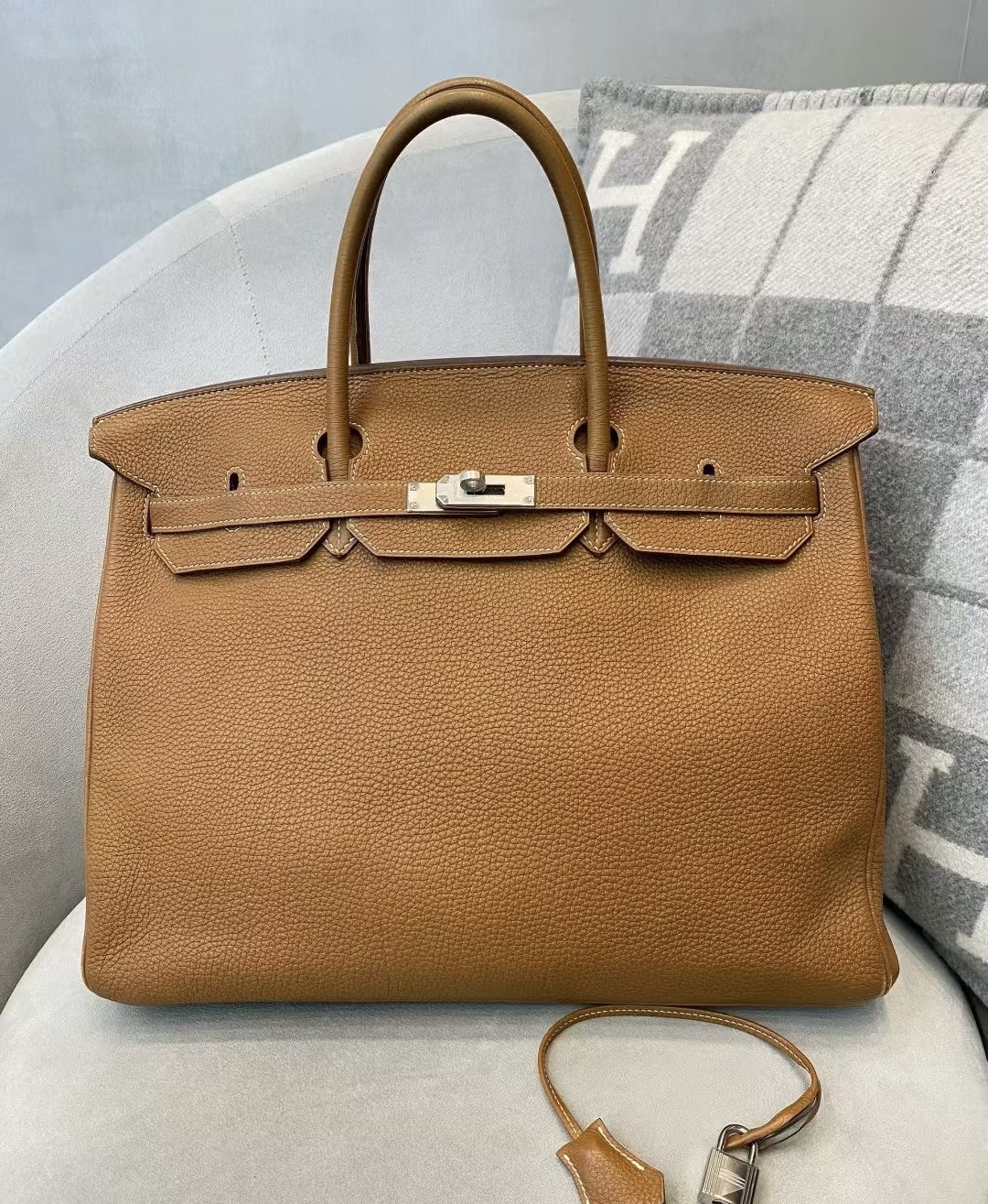 Hermès Bikrin 35-40 gold brown silver buckle custom