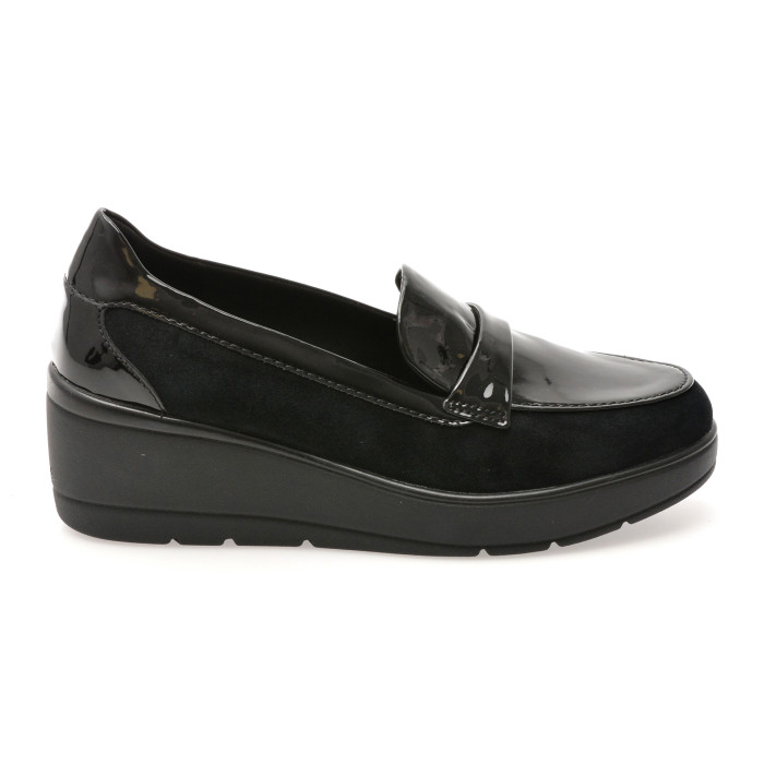Mocasini GEOX negri, D46RAB, din piele intoarsa