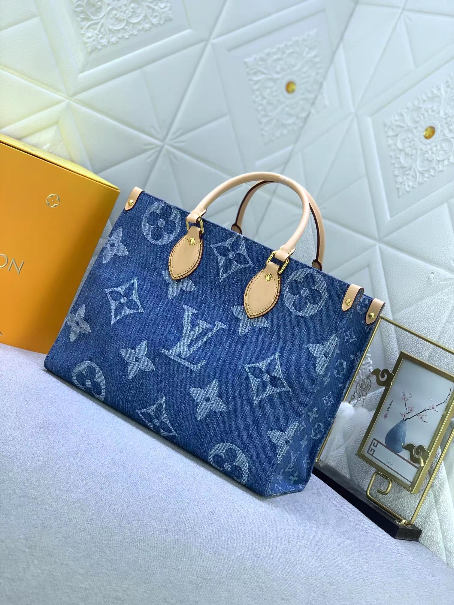 Louis Vuitton Onthego Denim Cowboy Women Handbag 35*27*14cm