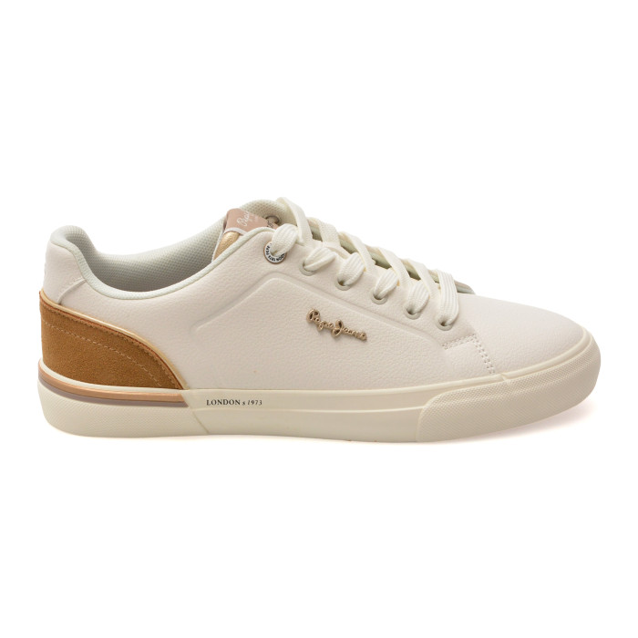 Pantofi sport PEPE JEANS albi, LS30009, din piele ecologica