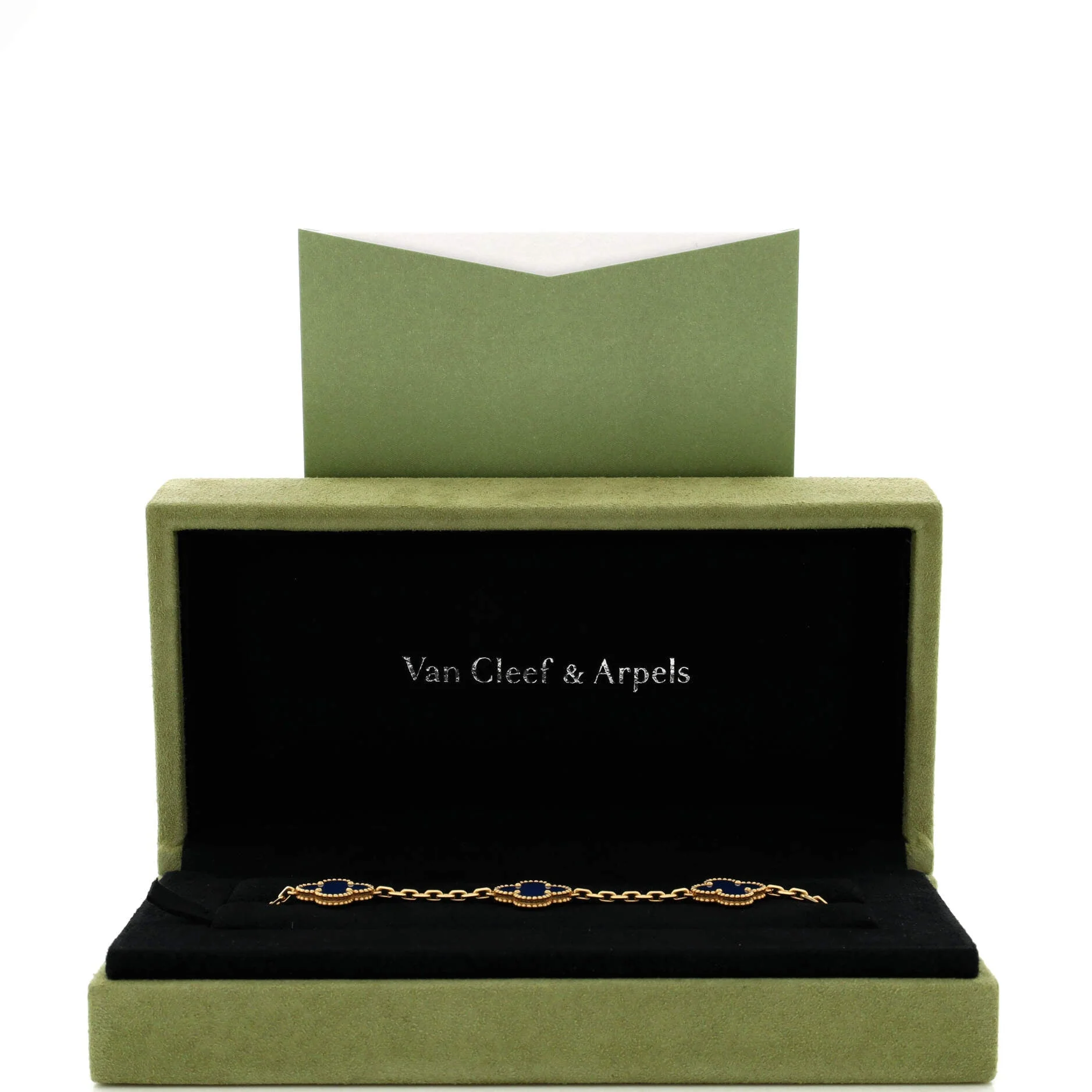Vintage Alhambra 5 Motifs Bracelet 18K Yellow Gold and Agate