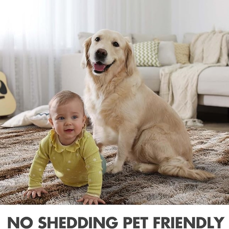 6x9 Ft Large Shag Black Rug for Living Room