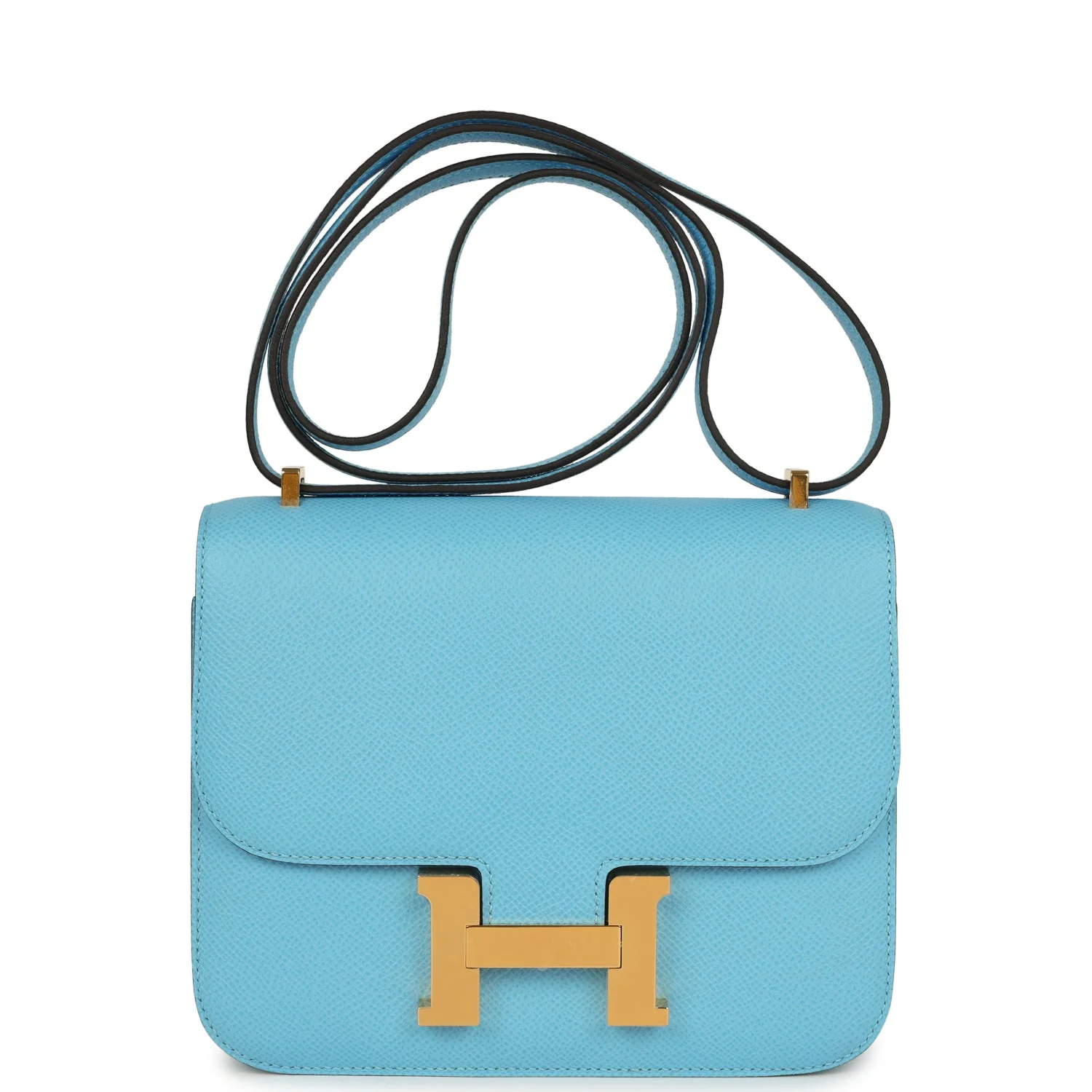 Hermes Constance 1-18 Celeste Epsom Gold Hardware