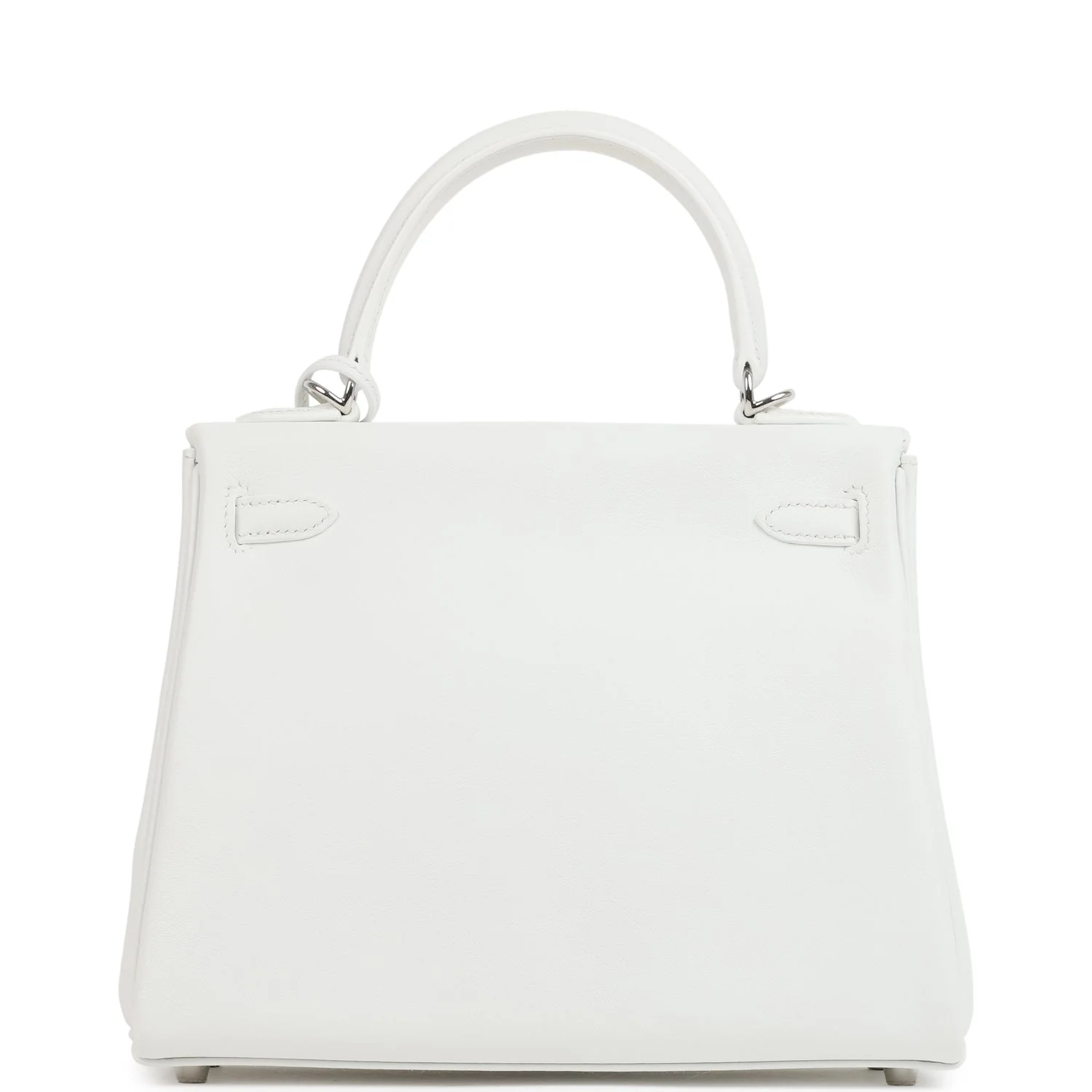 Hermes Kelly Retourne 25 New White Swift Palladium Hardware