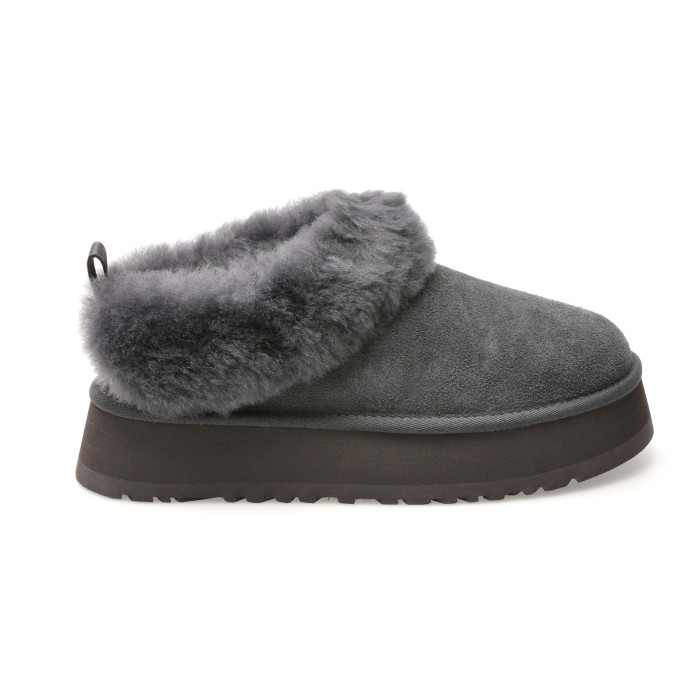 Papuci UGG gri, TAZZELLE, din piele intoarsa