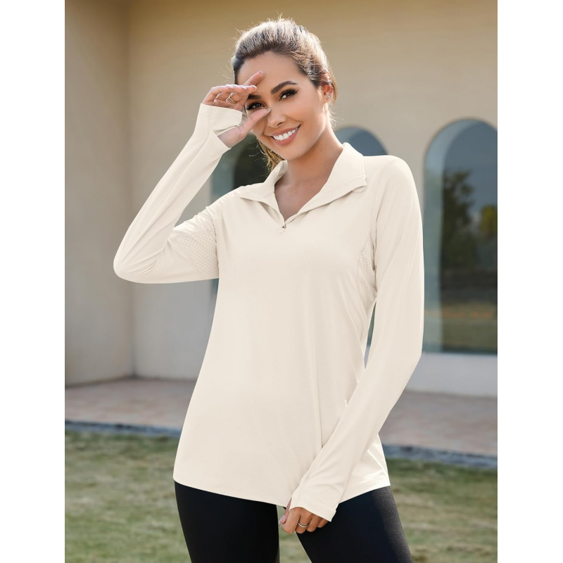 AURETOP Women's 1/4 zip UPF 50+ Sun Shirt SPF Long Sleeve