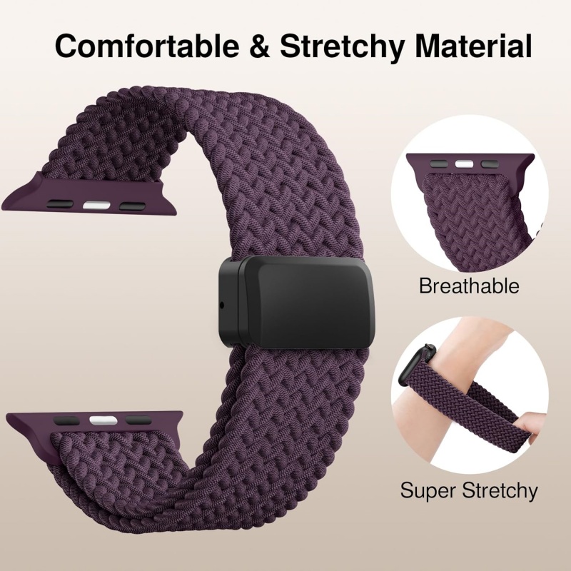 STRAPTIQUE Braided Stretchy Band Compatible with Apple Watch Bands