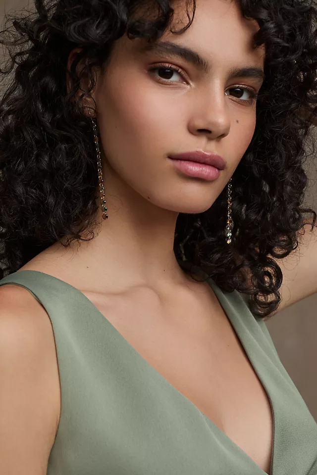 Piper V-Neck Side-Slit Satin Gown MOSS