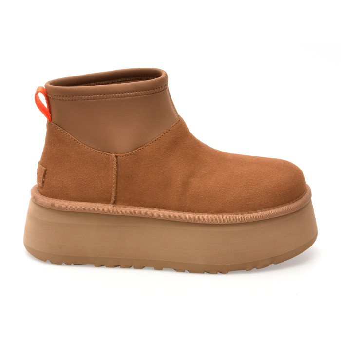 Ghete UGG maro, CLASSIC MINI DIPPER, din piele intoarsa