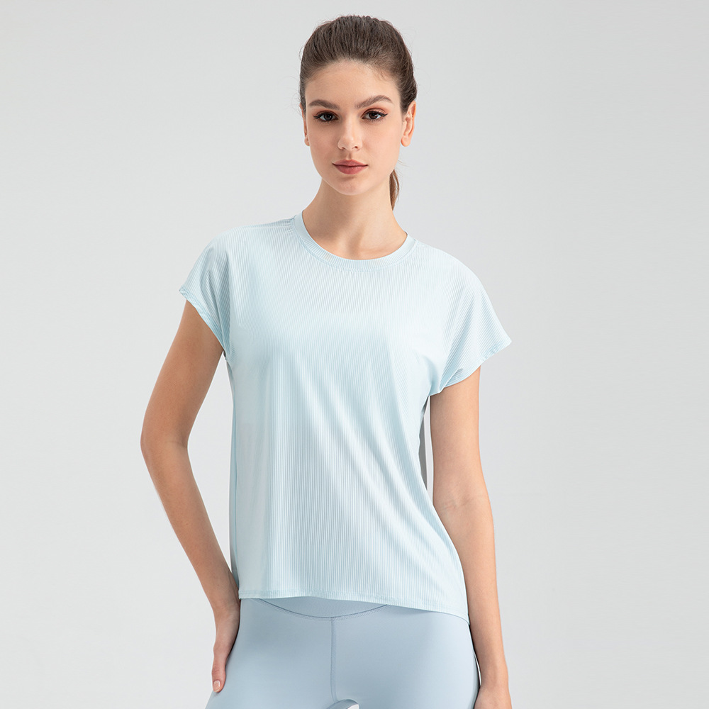 Women's Summer Cool Breathable Sports Short-Sleeve Yoga Wear Loose Casual Top Quick-Drying Running Fitness Short-Sleeve