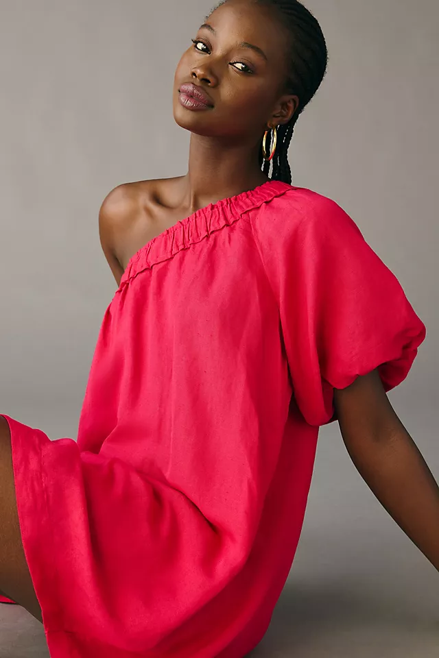 One-Shoulder Waistless Mini Dress PINK