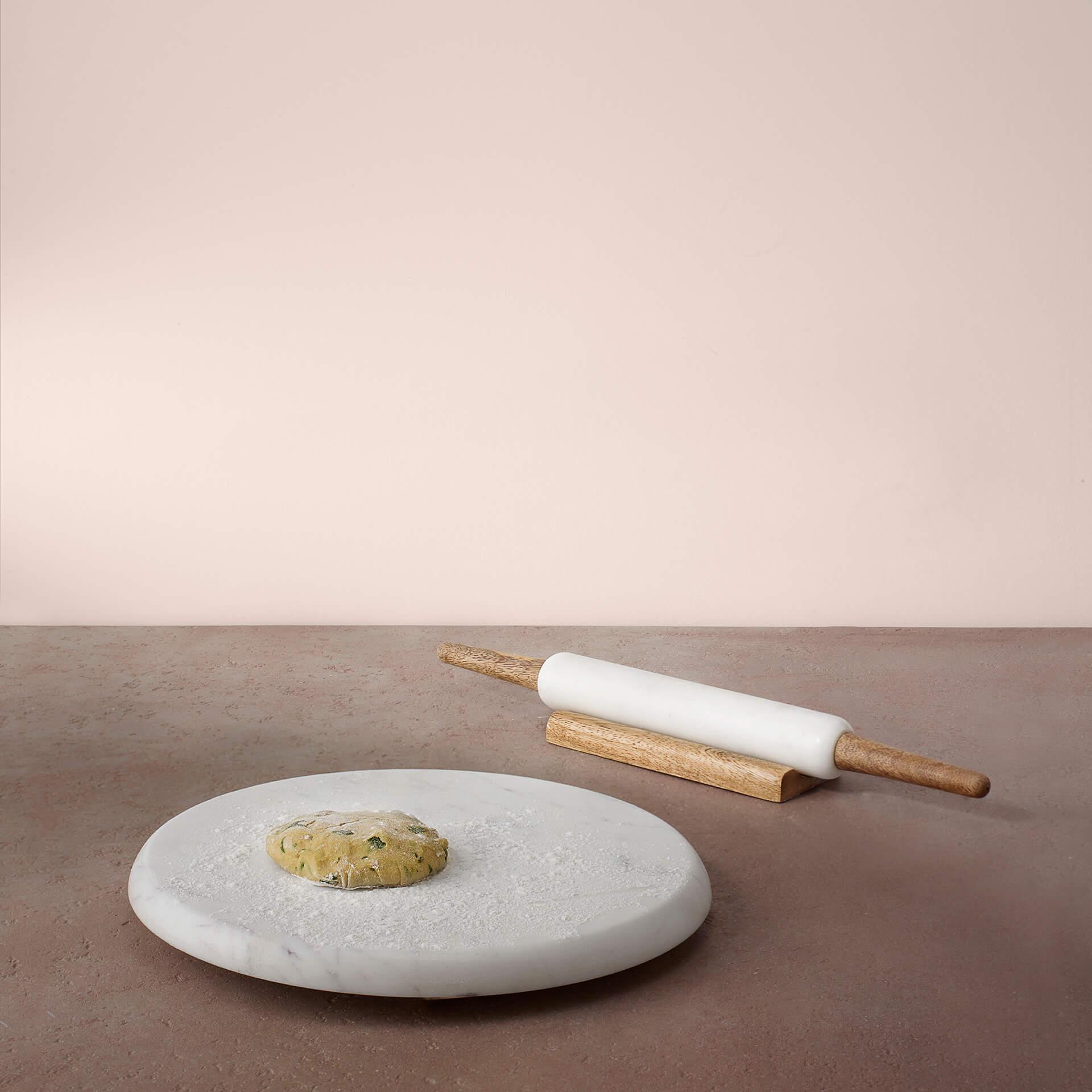 White Marble Rolling Pin and Board Set