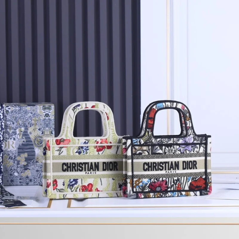 Dior Multicolor Mizza Embroidery Mini Book Tote