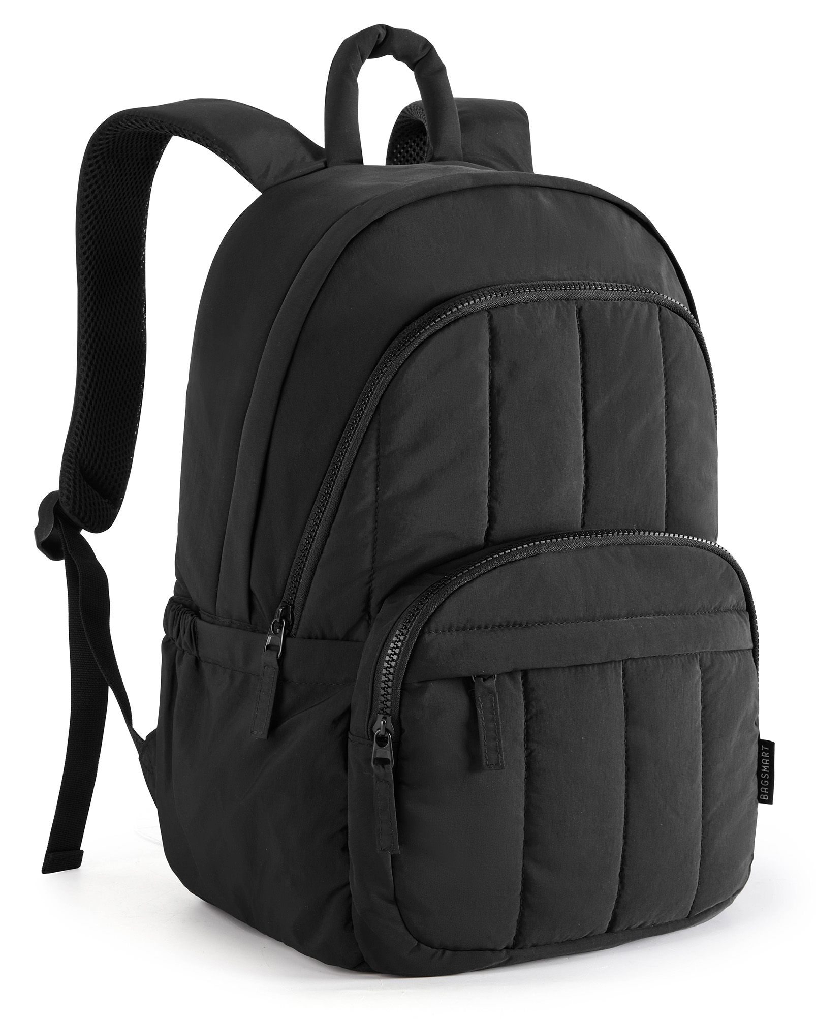 BAGSMART Womens Backpack Small Travel Laptop Backpack for Women, Quilted College Laptop Bookbag, Work Back Pack for Women, Cute Computer Water-Resistant Casual Daypack, Puffer Black