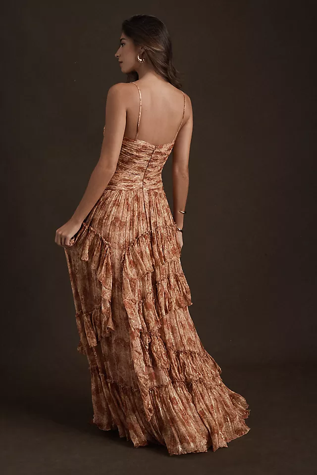 Jessa Ruffled Drop-Waist Gown GOLD