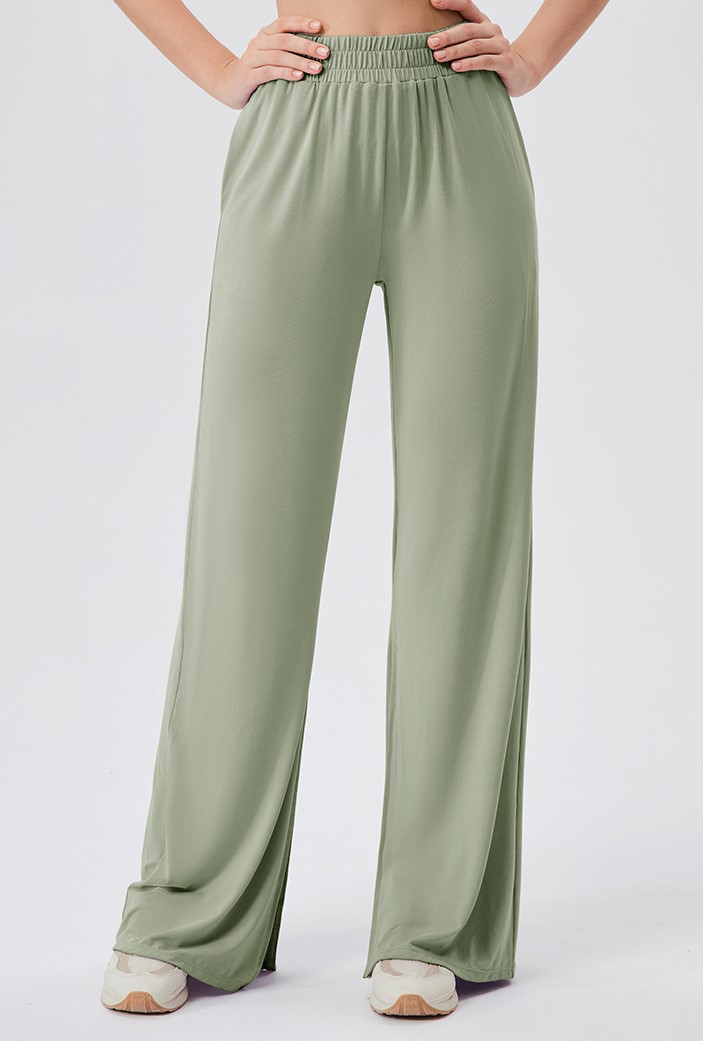 Women's loose-fitting athletic pants, cool and breathable, fitness casual dance pants, drapey and slimming, high-waisted, slit yoga pants