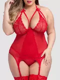 Lovehoney Plus Size Wild Romance Red Basque Set
